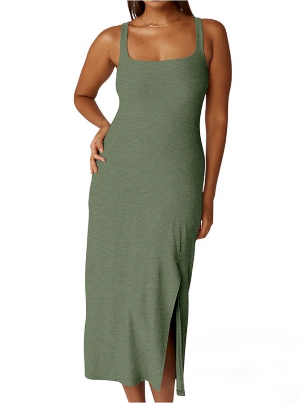 Beyond Yoga Olive Tank Midi Dress, Featherweight Getaway Style